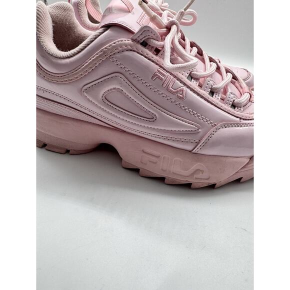 Fila Disruptor 2 Pink Patent Leather Chunky Platform Sneaker Women’s Size 9 - Picture 3 of 11